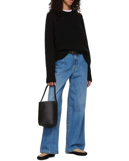 The Row Black Crewneck Knit Sweater