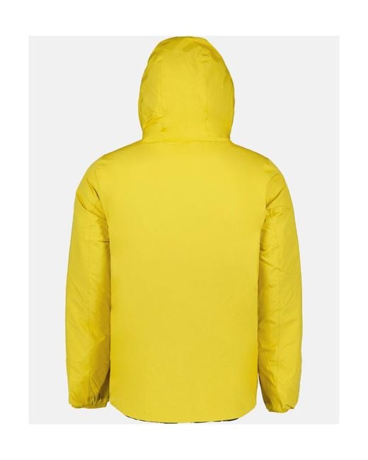 K-Way Yellow Logo-Patch Hooded Padded Jacket for men