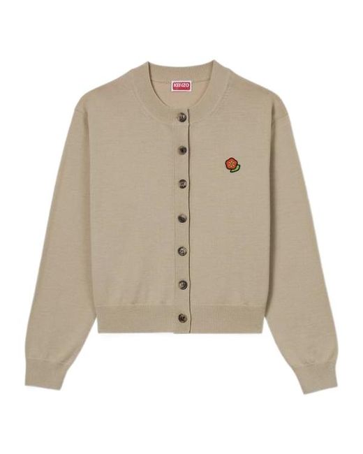 KENZO Natural Pop' Embroidered Crewneck Cardigan