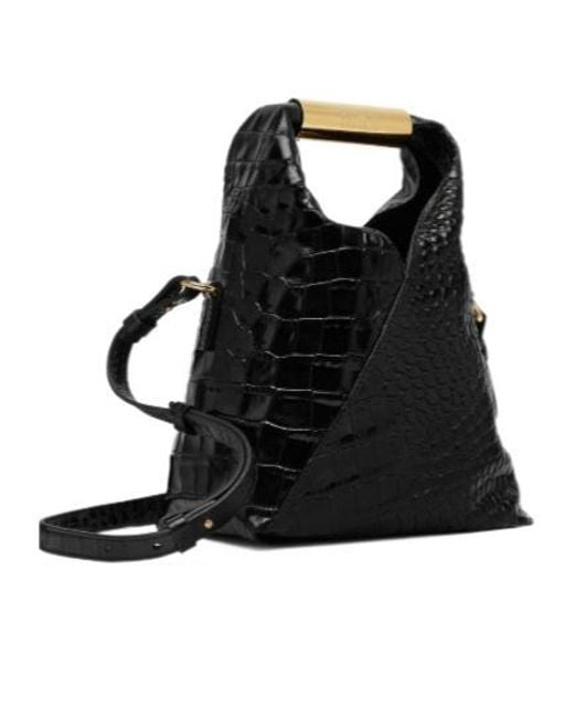 MM6 by Maison Margiela Black Japanese Embossed Small Shoulder Bag