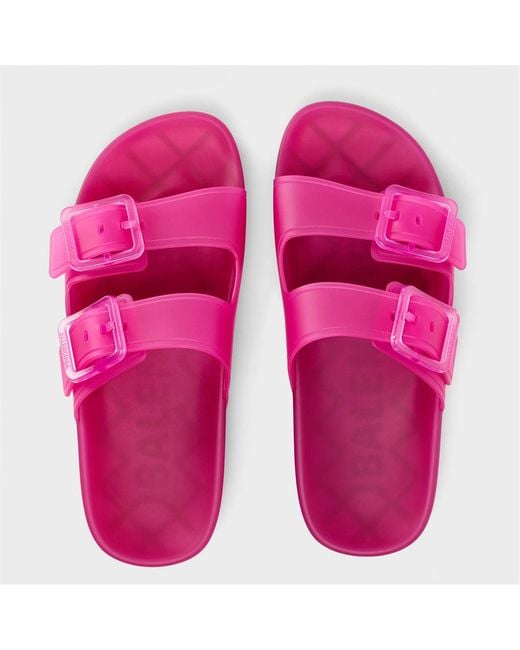 Balenciaga Pink Buckle Platform Slippers