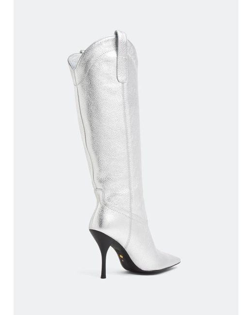Stuart Weitzman White Pointed Boots