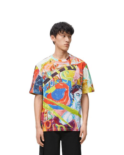 Loewe Multicolor Printed Cotton Oversize T-Shirt for men