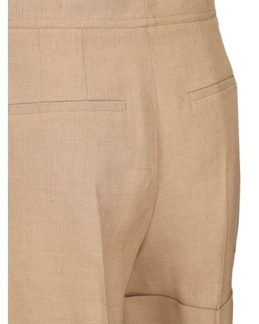 Valentino Natural Button Detailed Turn-Up Hem Shorts