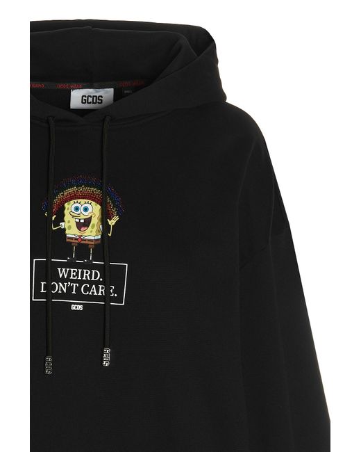 Gcds Black X Spongebob Graphic Printed Drawstring Hoodie