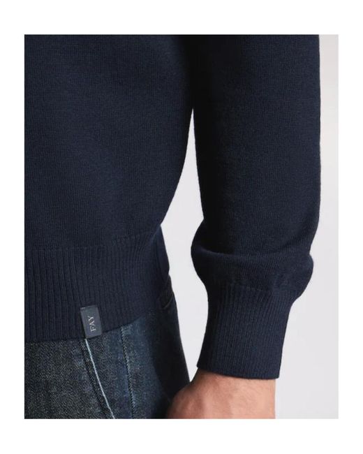 Fay Blue Round-Neck Jumper for men