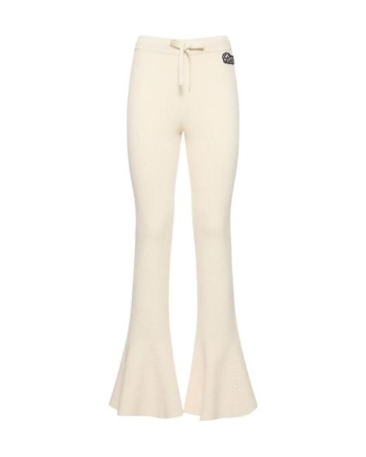 Alessandra Rich White Wool Blend Rib Knit Flared Pants