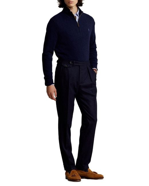 Polo Ralph Lauren Blue Pony Embroidered Half-Zipped Jumper for men