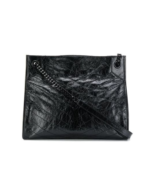 Saint Laurent Black Niki Logo Plaque Shoulder Bag
