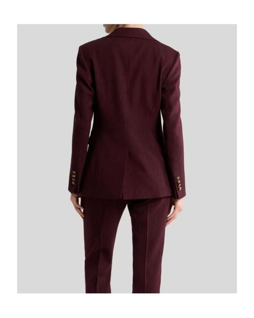 Etro Purple Single-Breasted Wool Jacquard Jacket With Medallion Motif
