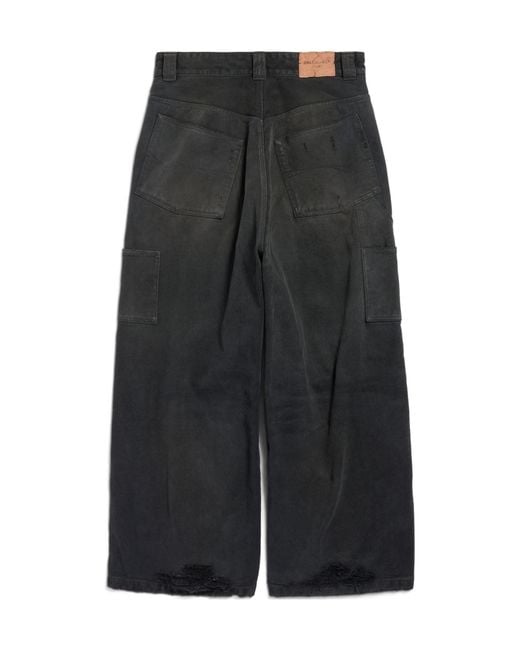 Balenciaga Black Ripped Off Baggy Jeans for men