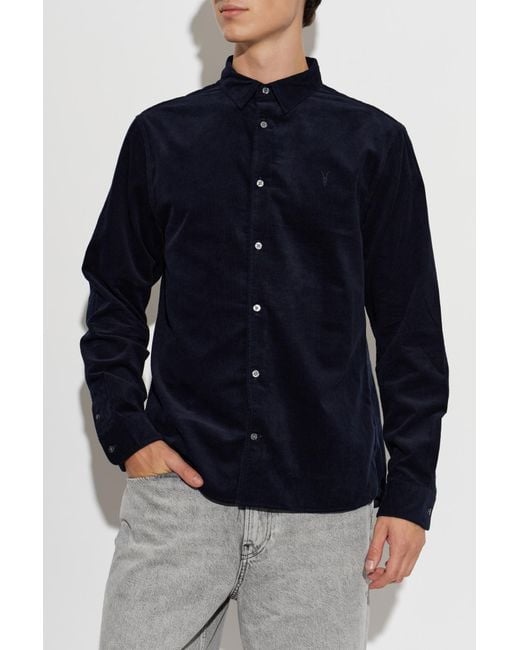 AllSaints Blue Birchwood Corduroy Shirt for men