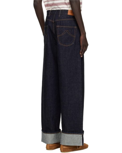 KENZO Blue Turn-Up Hem Jeans for men