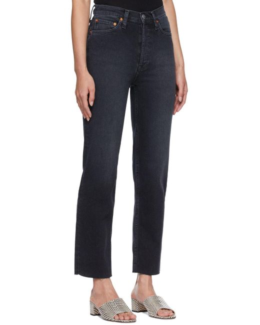 Re/done Black 70S Stove Pipe Jeans