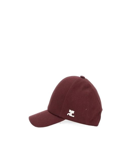 Courreges Red Logo-Patch Cotton Cap