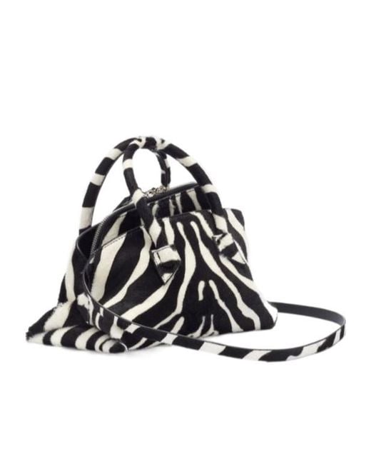 The Attico Black The La Passeggiata Zebra Printed Mini Tote Bag