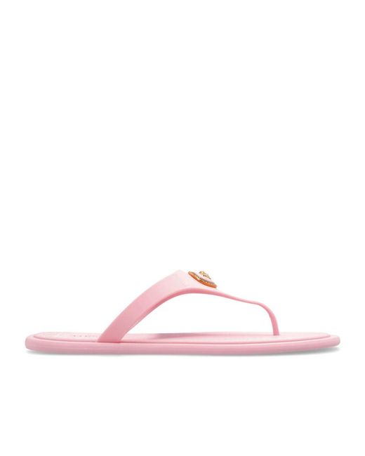 Versace Pink Alia Thong Strap Flat Sandals