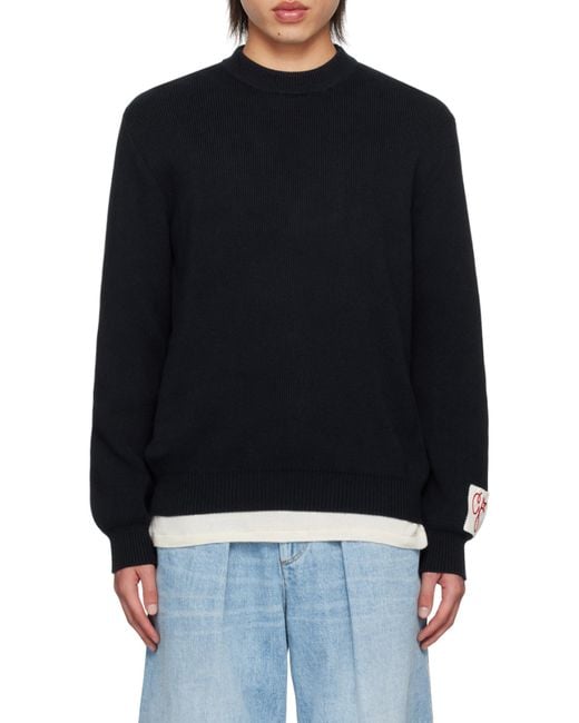 Golden Goose Deluxe Brand Blue Logo Detailed Knitted Jumper for men