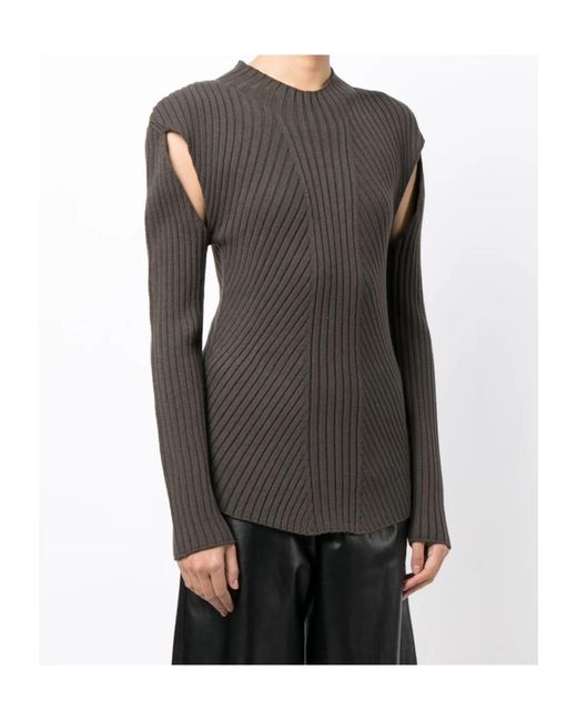 Low Classic Gray Cut-Out Detailing Ribbed-Knit Jumper