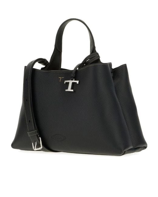 Tod's Black Logo Printed Small Tote Bag