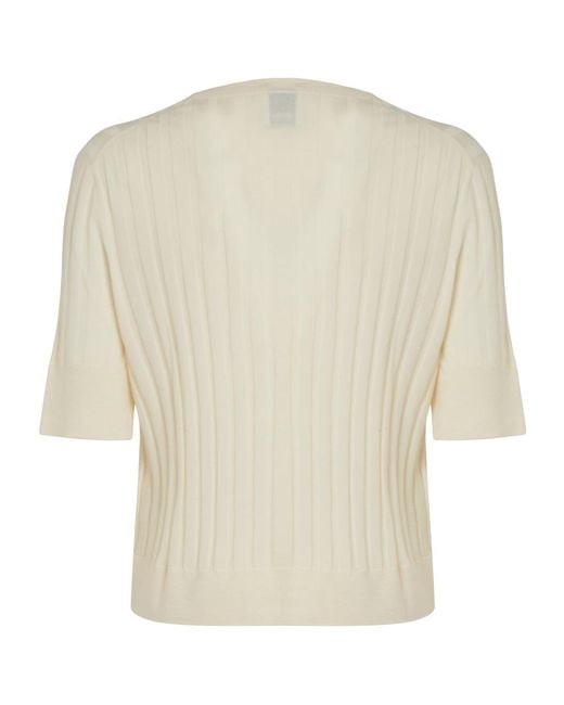 Allude Natural Ribbed Knit Cardigan