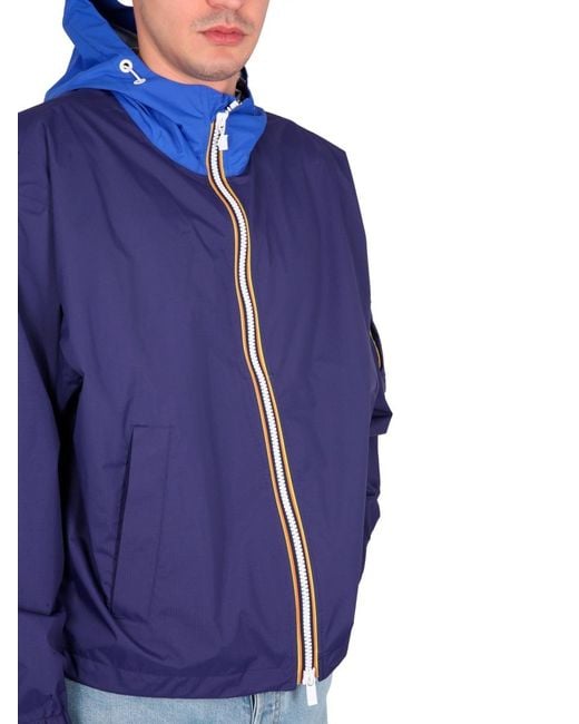 K-Way Blue Rd Zip-Up Hooded Jacket for men