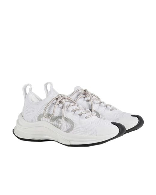 Gucci White Run Lace-Up Sneakers