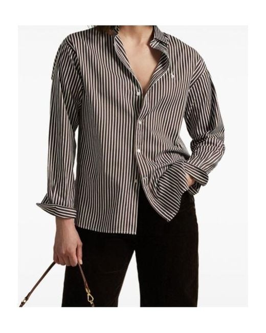 Polo Ralph Lauren Brown Logo Embroidered Striped Shirt