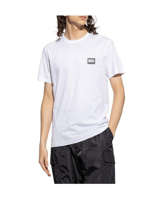 Dolce & Gabbana White Logo Plaque Short Sleeved T-Shirt for men