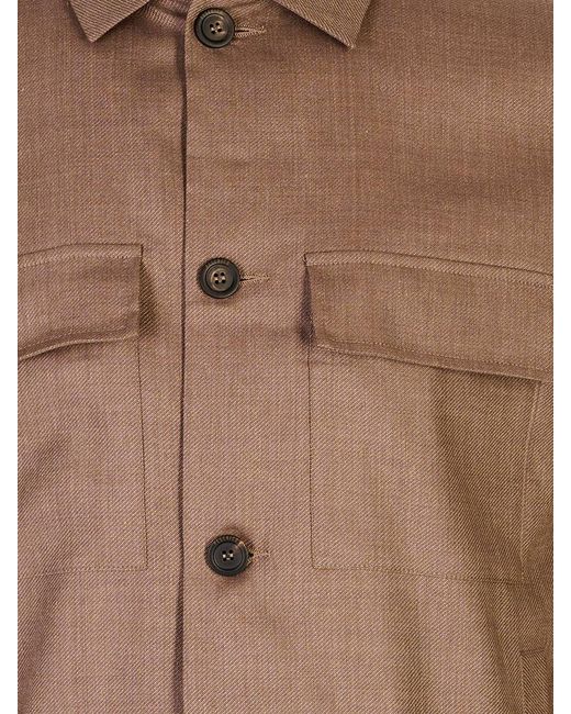 Peserico Brown Long Sleeved Overshirt for men