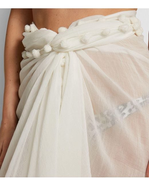 Melissa Odabash White Pareo Tassel Scarf