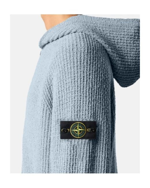 Stone Island Blue Logo Patch Zip-Up Jumper for men