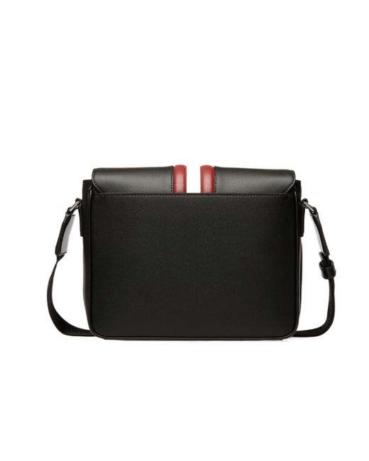 Bally Black Mythos Stripe Messenger Bag for men