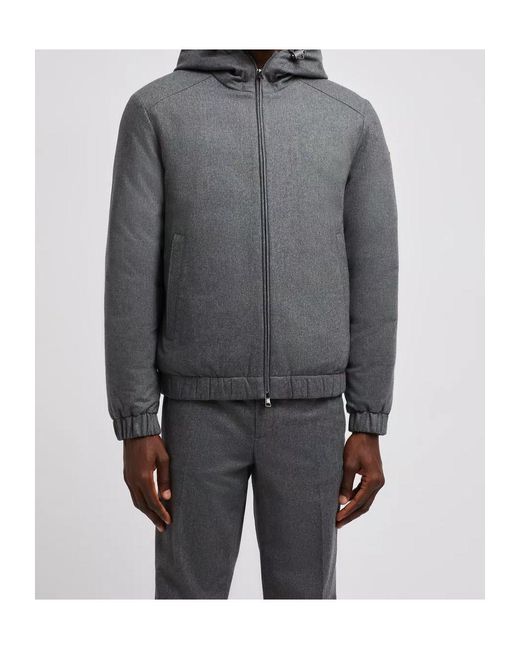 Moncler Gray Zip-Up Hooded Jacket for men