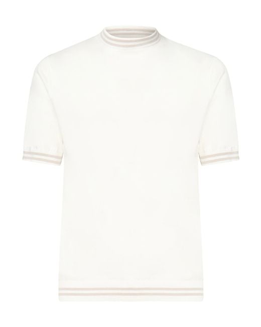 Eleventy White Crew Neck Short-Sleeved Sweater for men