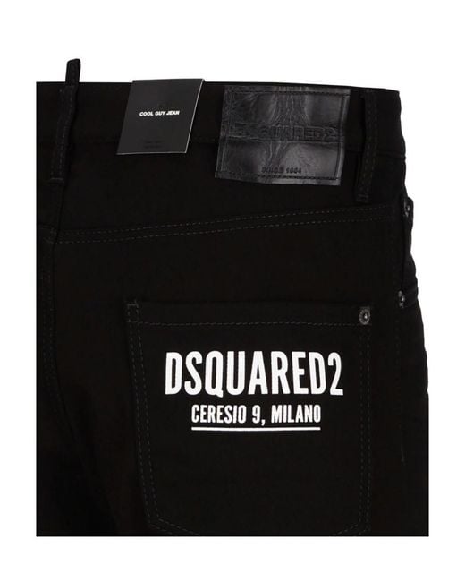 DSquared² Black Rear Logo-Print Skinny Jeans for men