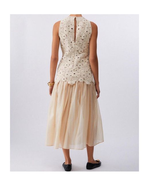 Liu Jo Natural Floral Lace Pleated Dress