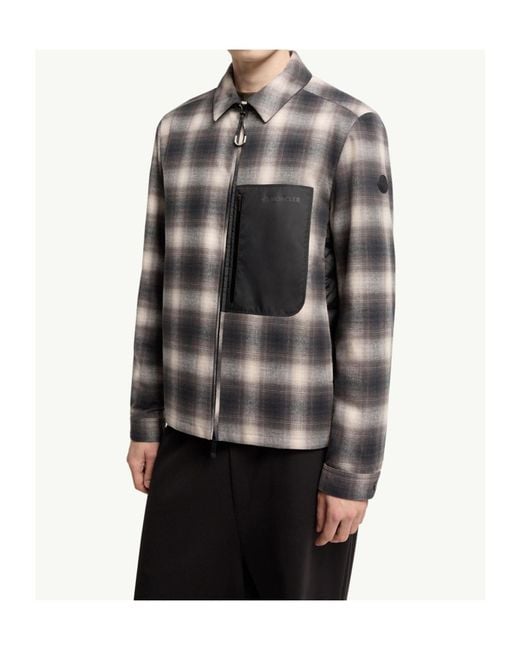Moncler Gray Cornisello Cotton Down Shirt Jacket for men