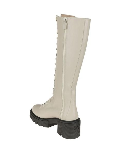 Stuart Weitzman White Soho Heeled Boots
