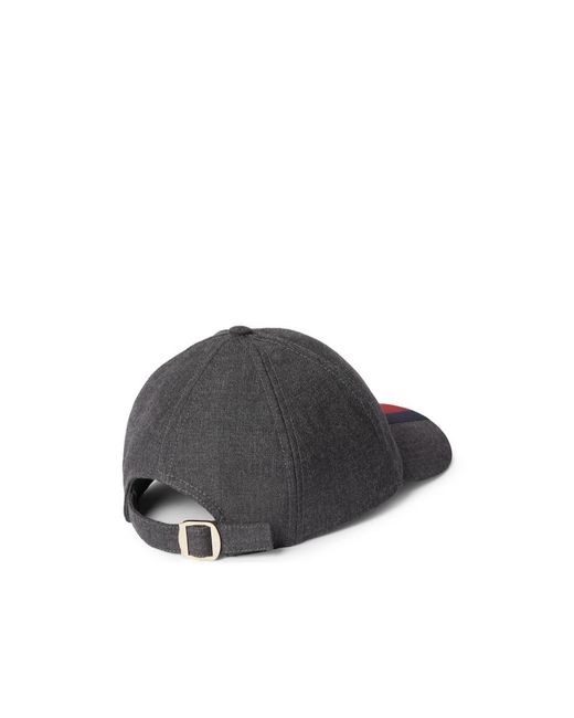 Gucci Gray Stripe Detailed Cap for men