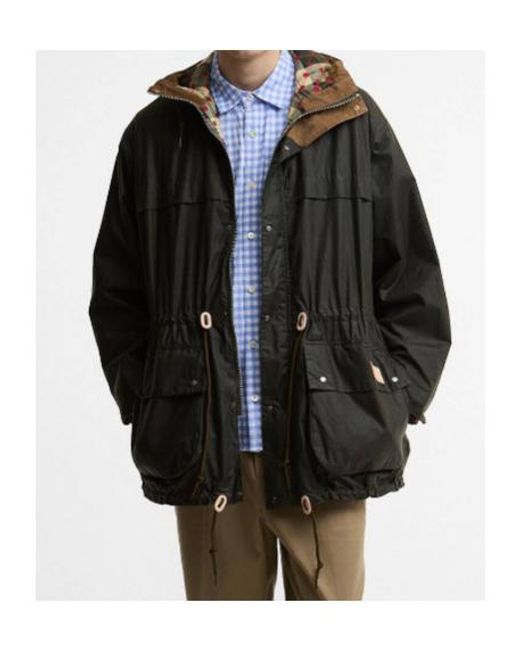 Barbour Black X Paul Smith Hooded Drawstring Jacket for men