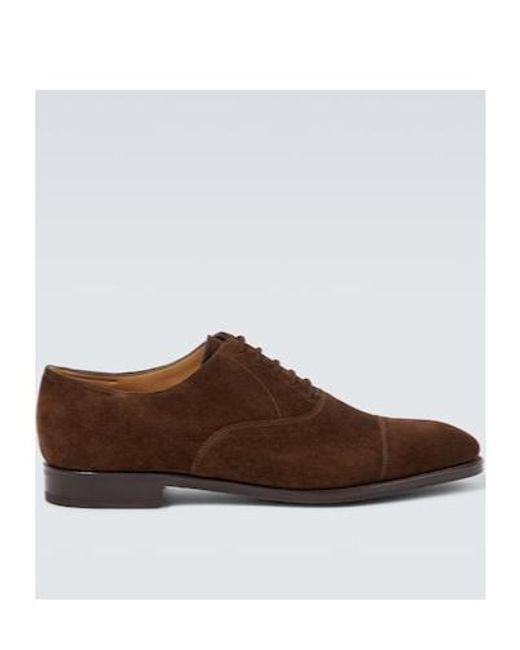 John Lobb Brown City Ii Suede Derby Shoes for men