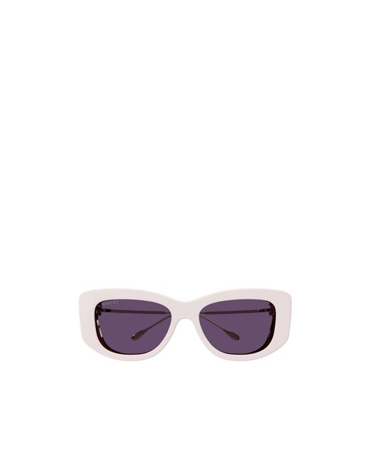 Gucci Purple Eyewear Specialized Fit Rectangular Frame Sunglasses