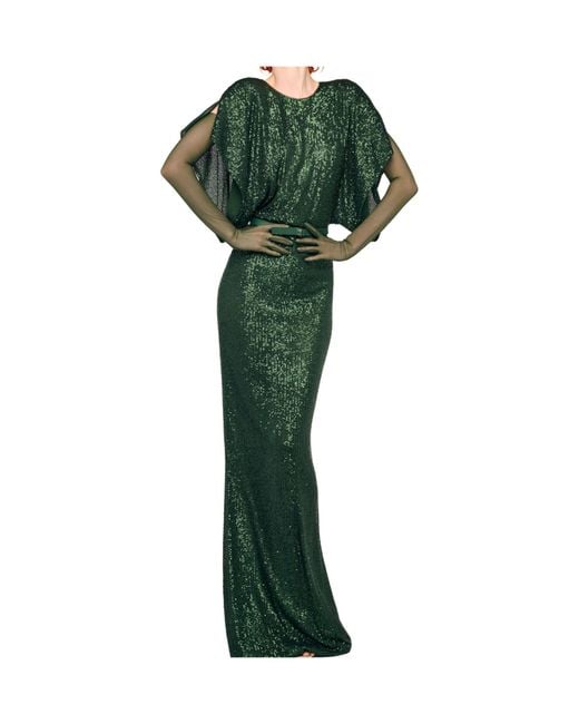 Norma Kamali Green Reverse Obie Sequin Maxi Dress