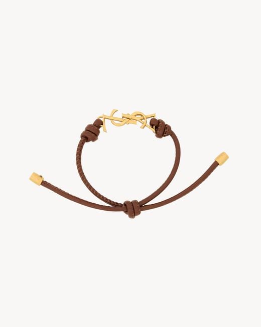 Saint Laurent Brown Cassandre Cord Bracelet
