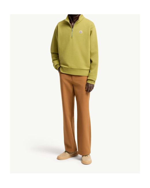 Moncler Yellow Logo Cotton Zip-Up Sweatshirt for men