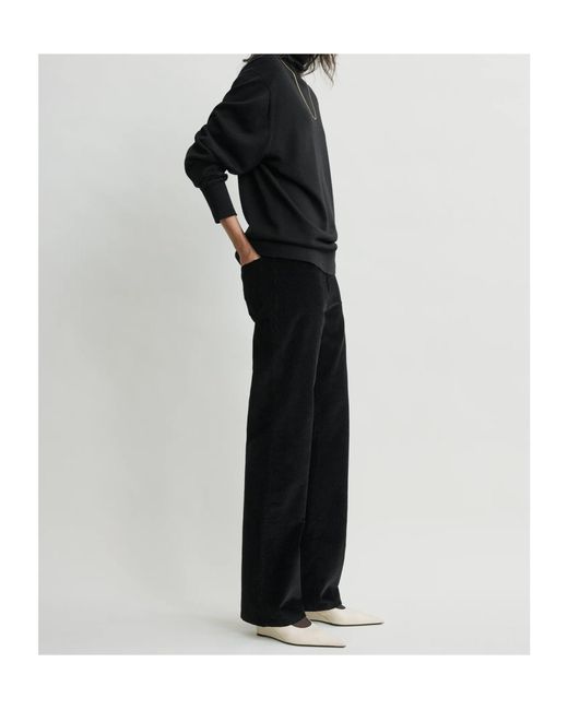 Totême  Black Totême Straight-Leg Corduroy Pants