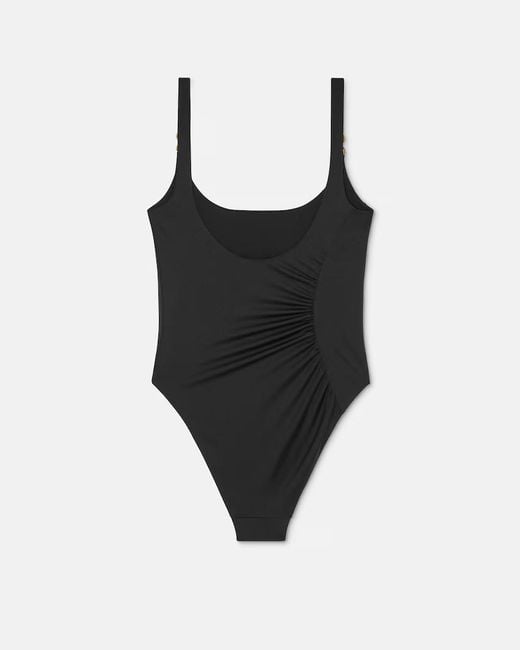 Versace Black Draped One-Piece Swimsuit