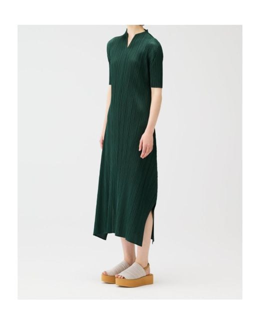 Pleats Please Issey Miyake Green Pleats Please Issey Miyake Pleated Dress