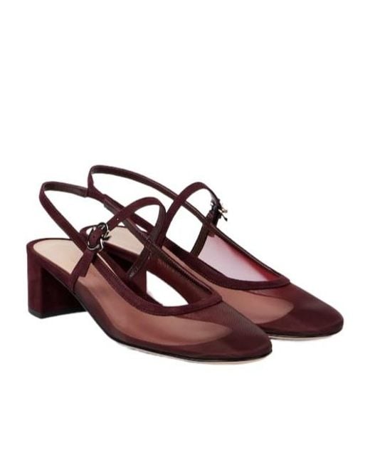 Gianvito Rossi Brown Slingback Mary Jane Pumps